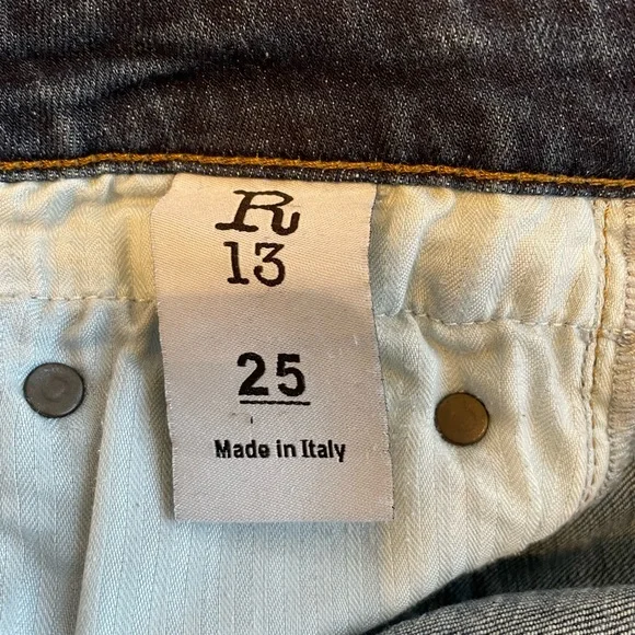 R13 Boy Skinny Jeans - 25washed in cold/hung to drycolor is vintage dark